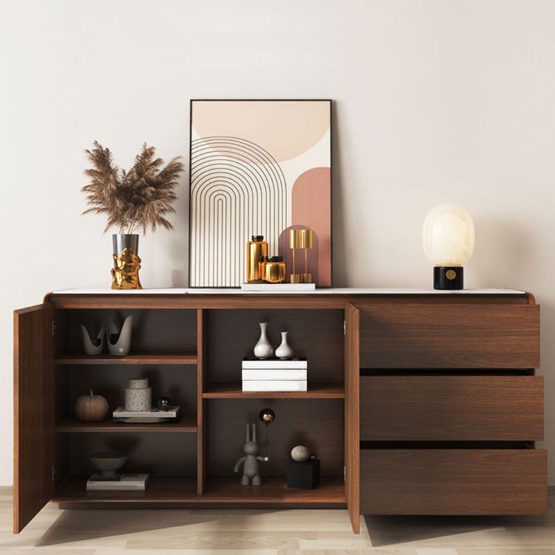 Buffet da pranzo in legno di credenza moderno e contemporaneo con armadi e cassetti