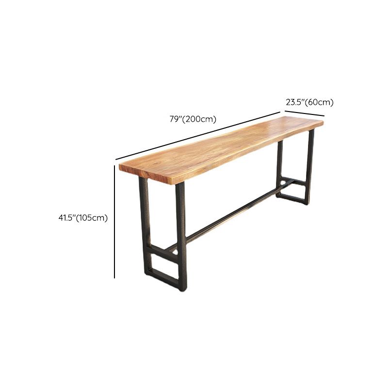Wood Top Table Metal Black Base Rectangle Bar Table for Patio Use Clearhalo 'Bar Furniture' 'Bar Tables' 'bar_tables' 'furn' 'furn_bar_tables' 'Furniture' 'Kitchen & Dining Furniture' 1200x1200_e08e8967-24eb-417f-bd80-26a8386a7d29