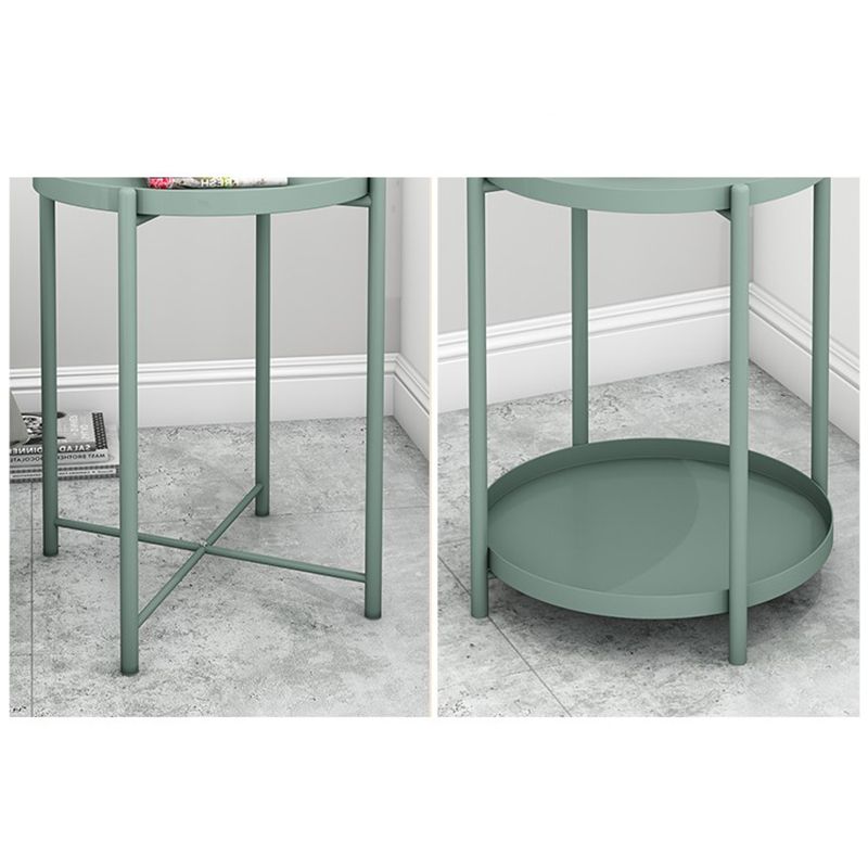 Mid-Century Metal Corner Table Tray Top Round Side End Table Clearhalo 'Coffee & Accent Tables' 'End & Side Tables' 'end_side_tables' 'furn' 'furn_end_side_tables' 'Furniture' 'Living Room Furniture' 1200x1200_e08f1eec-89d2-49b6-b82a-09ae0a322e69