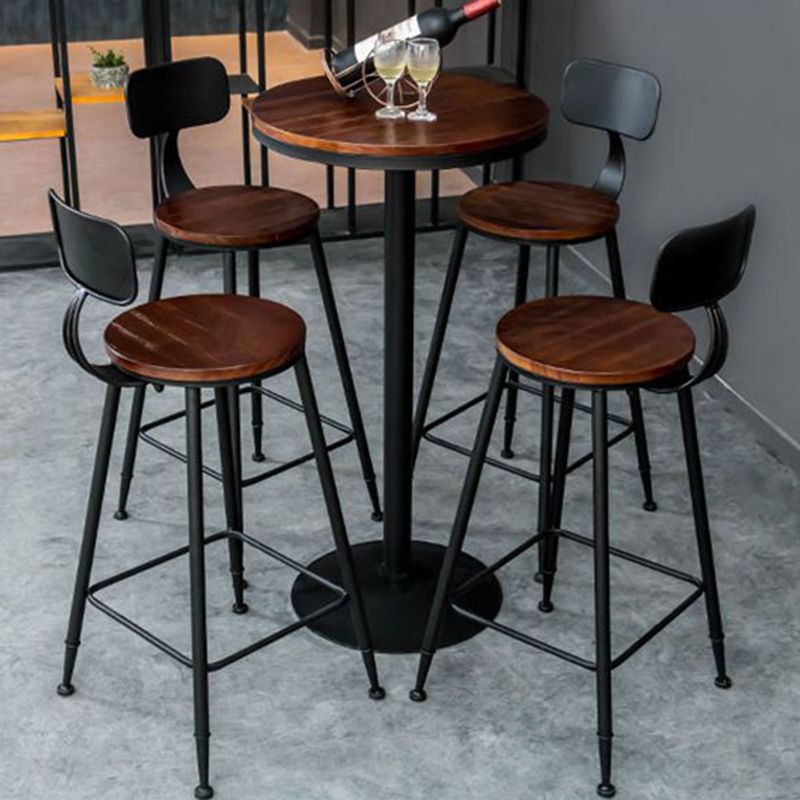 1/3/5 Pieces Round Wooden Bar Table Set Industrial Pub Table Set with Metal Stools