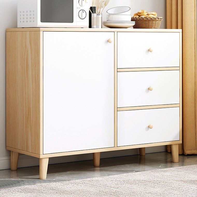 Server da pranzo in legno bianco in stile moderno con cassetti e porte