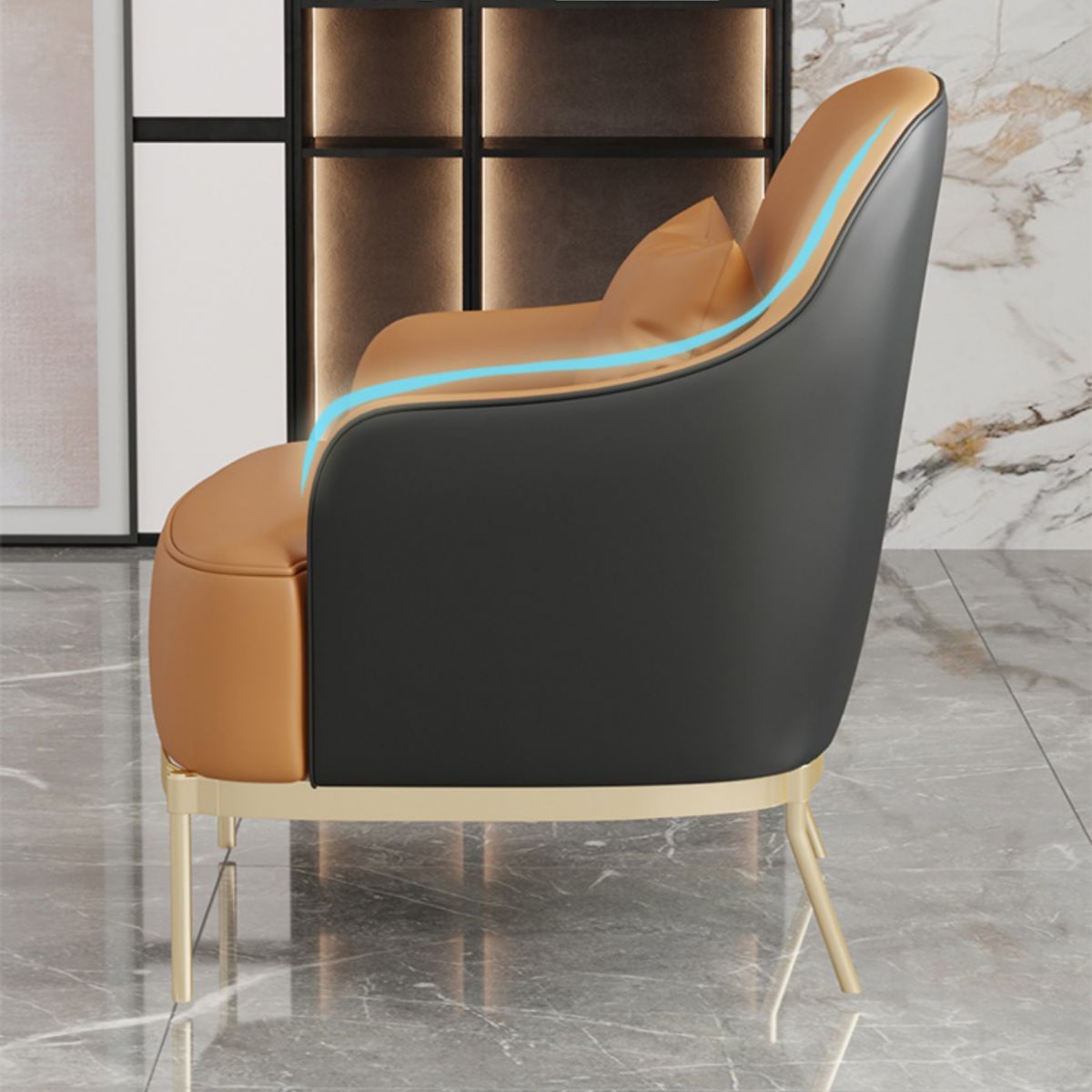 Transitional Sewn Pillow Back 4 Legs Chair Upholstered Recessed Arms Chair Clearhalo 'Accent Chairs' 'accent_chairs' 'Chairs & Seating' 'furn' 'furn_accent_chairs' 'Furniture' 'Living Room Furniture' 1200x1200_e091f359-1be0-4d75-8f56-786cf9226a64