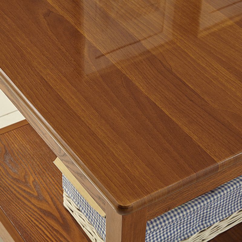 Farmhouse Square Wood Top End Table 4 Legs Sofa Side Table  with Shelves