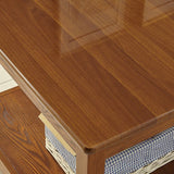 Farmhouse Square Wood Top End Table 4 Legs Sofa Side Table  with Shelves