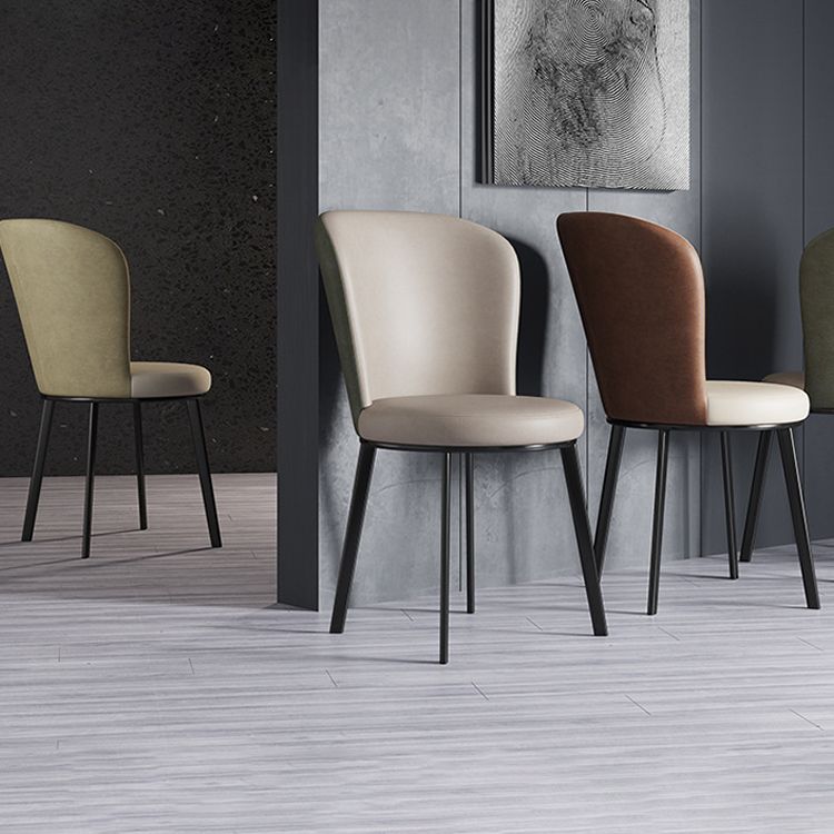Contemporary Dining Room Side Chairs Matte Finish Leather Curved Parsons Chair Clearhalo ' kitchen&dining_furn' 'Dining Chairs' 'Dining Tables & Seating' 'dining_chair' 'furn' 'furn_dining_chair' 'Furniture' 'furniture_dining_chair' 'Kitchen & Dining Furniture' 'kitchen' 1200x1200_e09298a5-8236-4a4b-9904-9d79122202d8