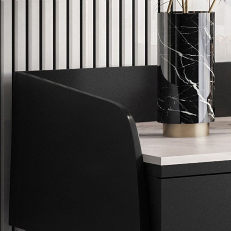 Contemporáneo de tocador de piedra Set 2 Cajones de almacenamiento con taburetes - 33.46 "H