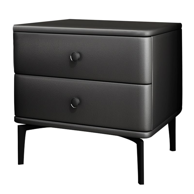 19 '' TALL MODERNE LED MODETTAND Table de nuit à 2 tirages en cuir avec jambes