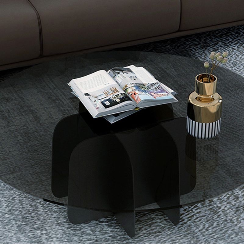 Abstract Base Design Circular Glass Table with Modern Style Coffee Table