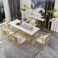 Slate and Metal Table Glam Style Home Rectangular Dining Table