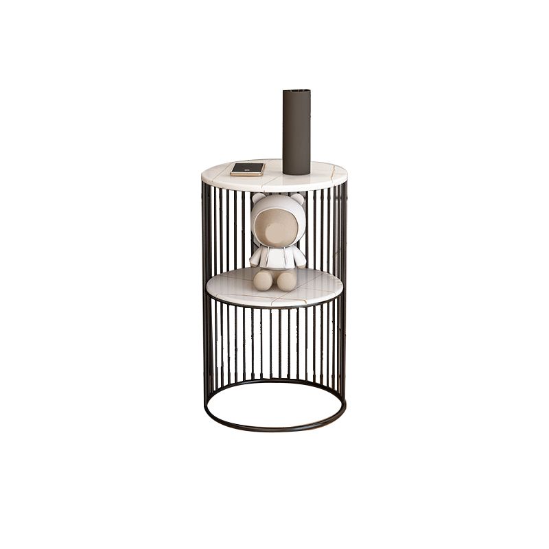 21.65" Tall Stone Night Table 2-shelf Accent Table Nightstand Clearhalo 'Bedroom Furniture' 'furn' 'furn_night_stand' 'Furniture' 'night_stand' 'Nightstands' 1200x1200_e094fbcf-3915-4d55-83d4-ef0042671a89