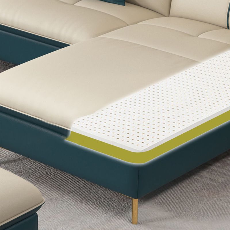 Glam Style Sofa Bed with Padded Leather and White Upholstery Sofa Clearhalo 'furn' 'furn_sectionals' 'Furniture' 'Living Room Furniture' 'Sectionals' 1200x1200_e09732e7-bbde-45ac-9d60-1b58d0beaba2