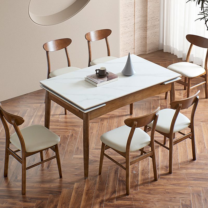 Modern Rectangle Dining Table Stone Top Extension Dining Table Clearhalo 'Dining Tables & Seating' 'Dining Tables' 'dining_table' 'furn' 'furn_dining_table' 'Furniture' 'Kitchen & Dining Furniture' 1200x1200_e097c614-5207-4c56-b6fc-be3b8694b8ee