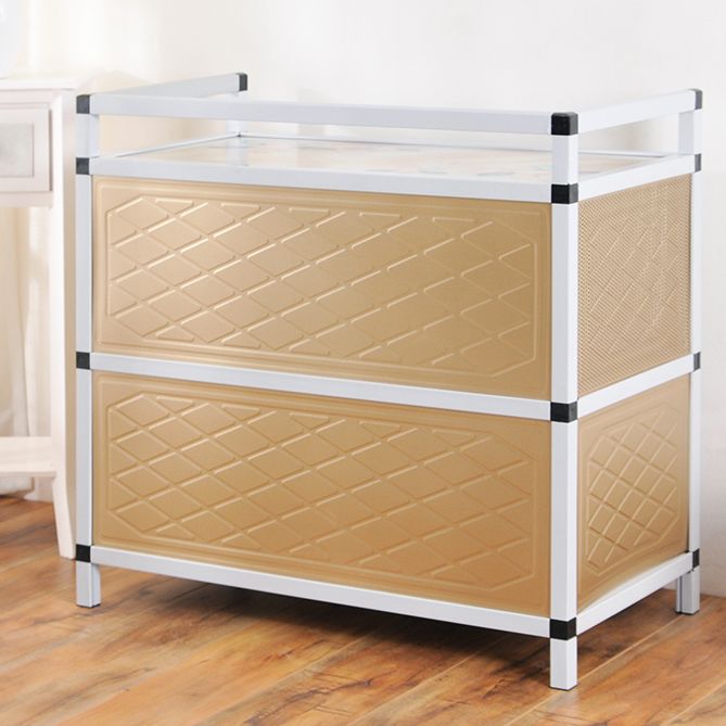 Scheda laterale in metallo in stile glam con porta per soggiorno