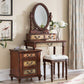 Victorian Vanity Set Solid Wood Drawers Included Makeup Dressing Table With Mirror & Stool Clearhalo 'Bedroom Furniture' 'furn' 'furn_makeup_vanities' 'Furniture' 'Makeup Vanities' 'makeup_vanities' 1200x1200_e099de3b-bdc9-49ab-b33b-a780b64bd765