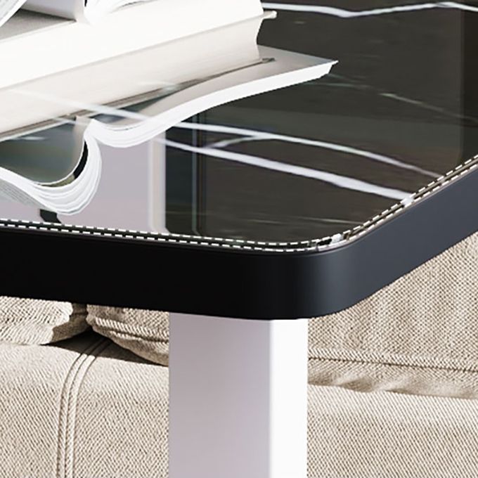 Modern 4 Legs Rectangular Coffee Table with Casters Cocktail Table in Black/White Clearhalo 'Coffee & Accent Tables' 'Coffee Tables' 'coffee_tables' 'furn' 'furn_coffee_tables' 'Furniture' 'furniture_coffee_tables' 'Living Room Furniture' 1200x1200_e09a838d-5005-4612-9702-5ba8e758f4b9