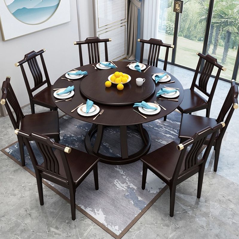 Round Pedestal Wood Color Table Simplicity Table with Turntable Clearhalo ' dining_table' 'Dining Tables & Seating' 'Dining Tables' 'furn' 'furn_dining_table' 'Furniture' 'furniture_dining_table' 'Kitchen & Dining Furniture' 'kitchen&dining_furn' 'kitchen' 'kitchen_dining_table' 1200x1200_e09b4a1d-917c-4227-82a6-06cccf1dbc7b