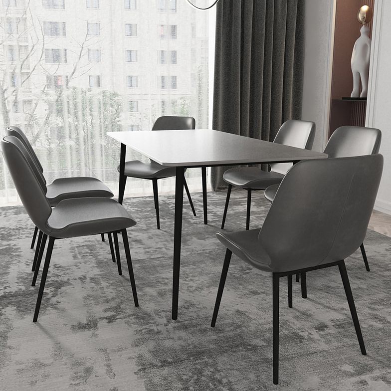 Set da pranzo moderno grigio Set tavolo da pranzo rettangolare da 1/4/7 pezzi con piano in pietra