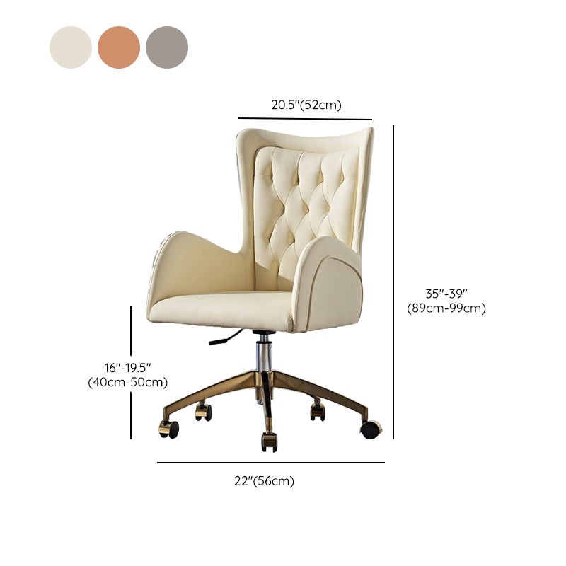 Chaise de chaise pivotante en cuir sans bras contemporain chaise de bureau réglable tufted