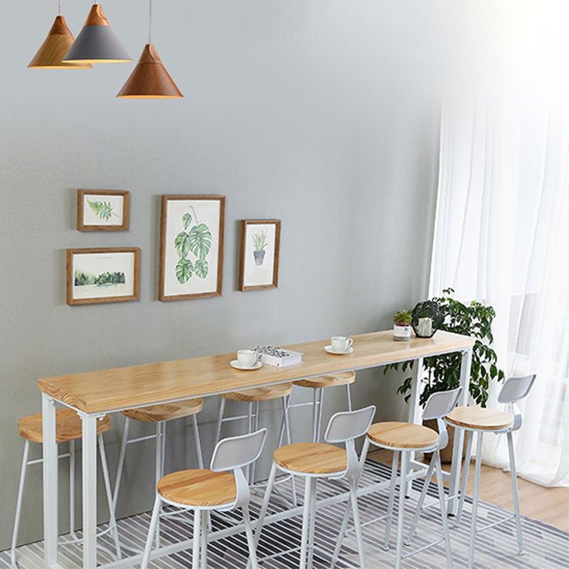 Rectangular Pine Wood Top Bar Table Luxurious Bar Table with Trestle Base in White Clearhalo 'Bar Furniture' 'Bar Tables' 'bar_tables' 'furn' 'furn_bar_tables' 'Furniture' 'Kitchen & Dining Furniture' 1200x1200_e09cd746-f340-45d6-9f5d-70c7dca9e63d