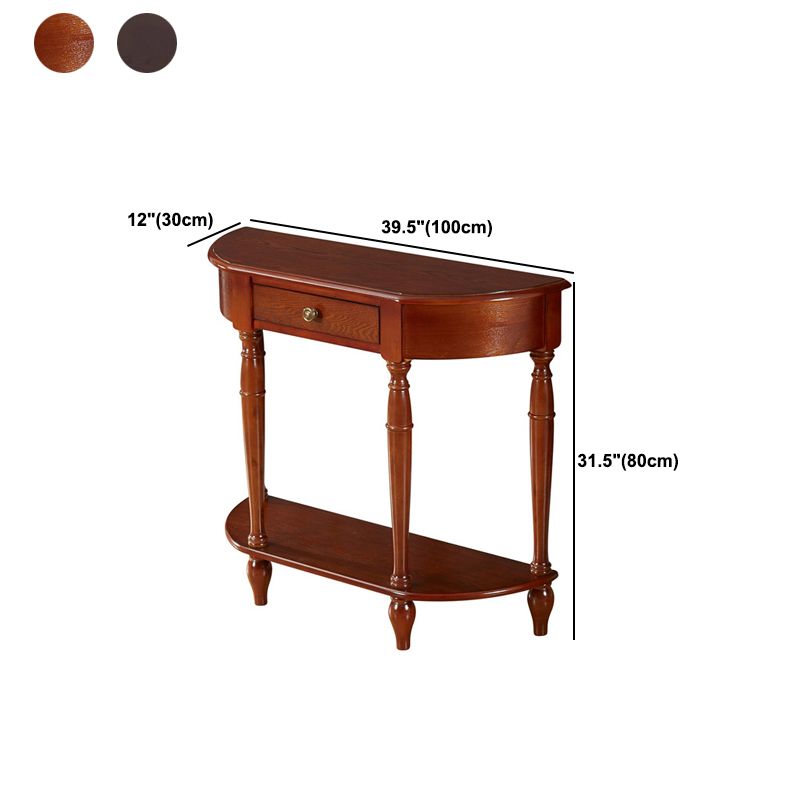 Mid-Century Modern Sofa Table Half Moon Floor Shelf Dark Brown Console Table Clearhalo 'Console Tables' 'console_tables' 'Entry & Mudroom Furniture' 'furn' 'furn_console_tables' 'Furniture' 1200x1200_e09e25e9-b897-4128-966e-6cad8eb6797e
