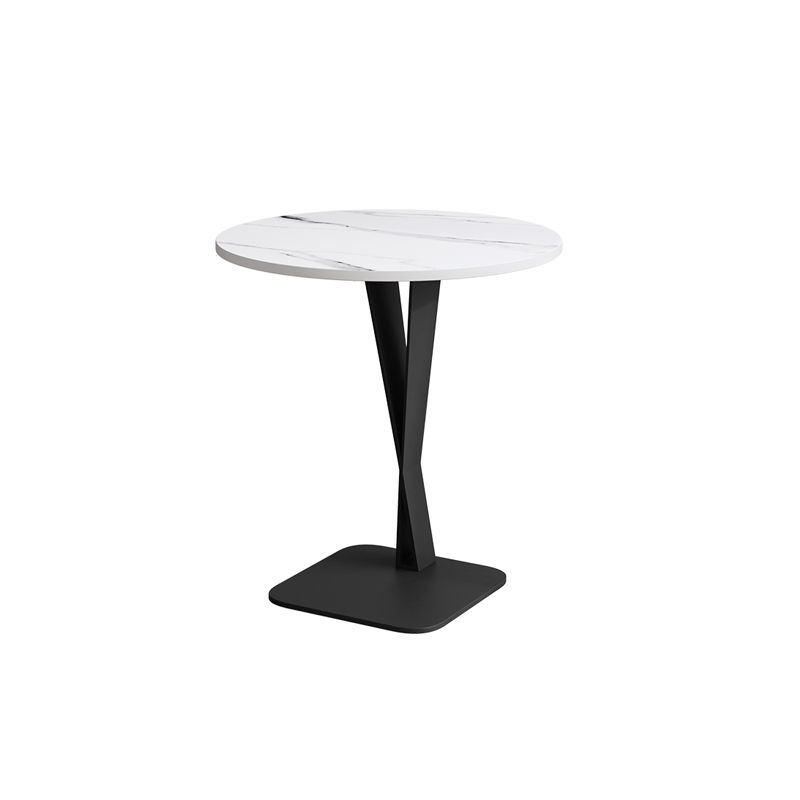 Modern Style Black Metal Iron Base Grey/black/white Slate Top Round Side Table