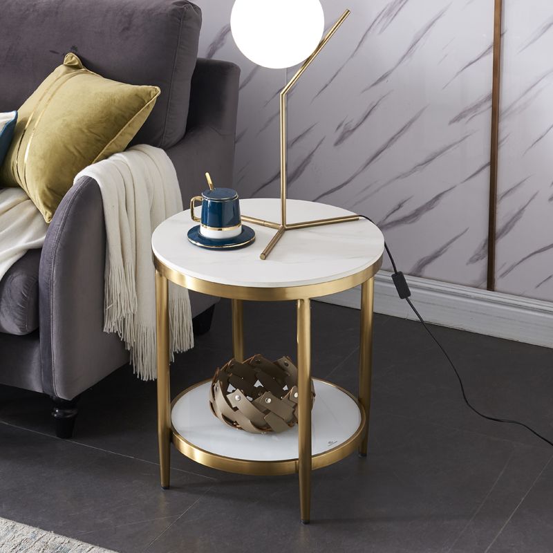 Round Stone Top Side End Table Frame Sofa Side End Table for Living Room Clearhalo 'Coffee & Accent Tables' 'End & Side Tables' 'end_side_table' 'end_side_tables' 'furn' 'furn_end_side_tables' 'Furniture' 'furniture_end_side_table' 'Living Room Furniture' 1200x1200_e0a147a8-542a-4d67-956b-9e7b0f5fa920