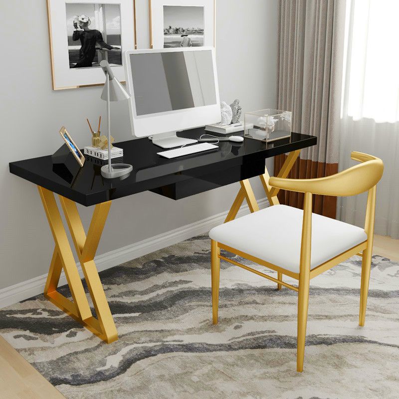 Escritorio de oficina de 1 cortavadora Glam de escritorio rectangular de madera maciza para el hogar