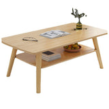 Modern 16.53" Tall R Wooden Coffee Table 4 Legs Cocktail Table with Shelf