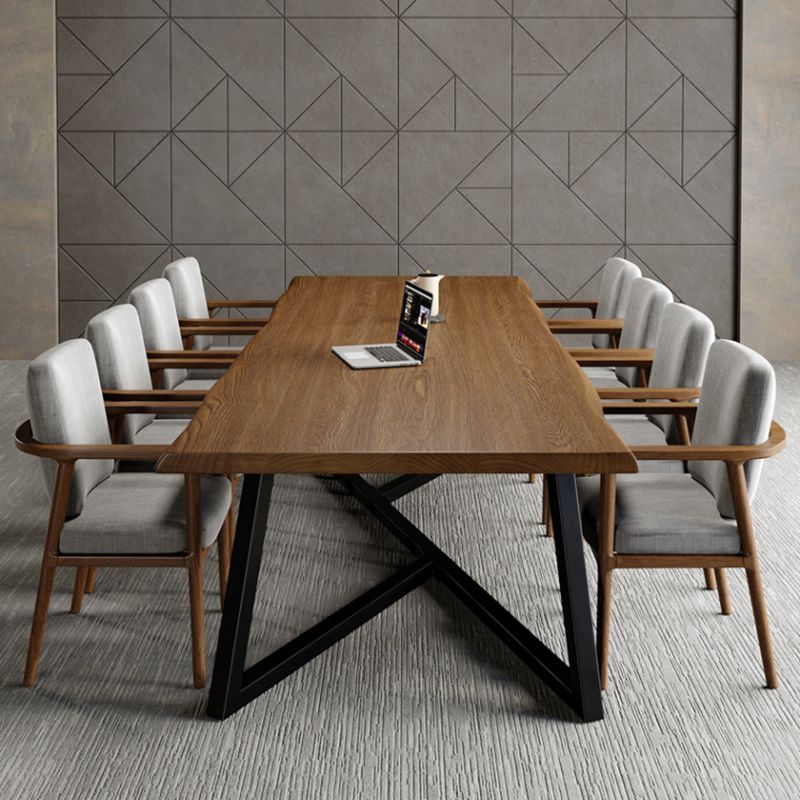 Bureau de bureau en bois massif contemporain 29,53 "Tableau d'écriture avec des jambes en fer