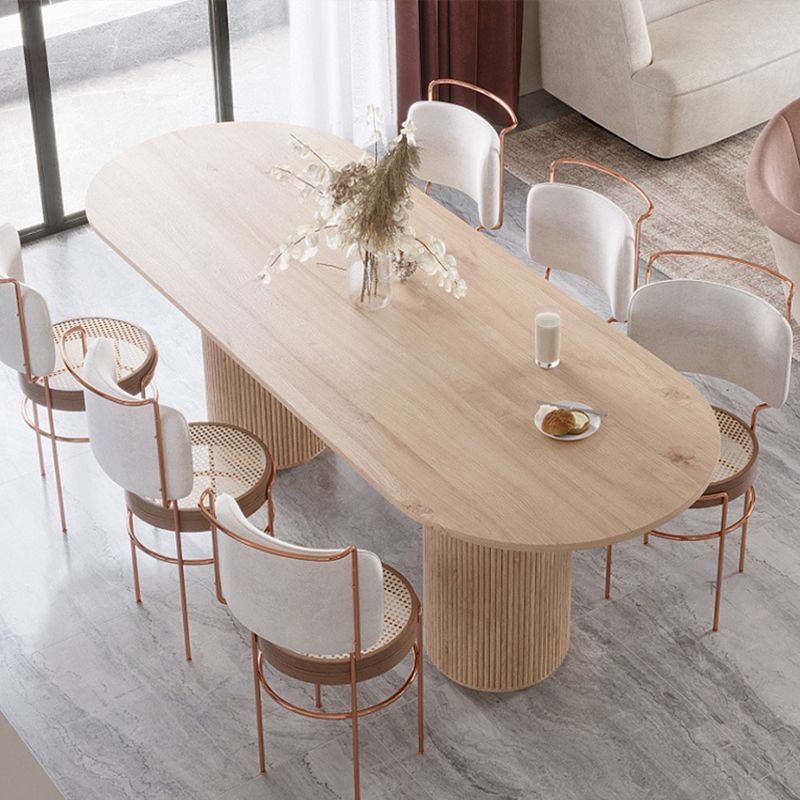 Oval Double Pedestal Modern Dining Table White Fixed Table with Solid Wood Clearhalo ' dining_table' 'Dining Tables & Seating' 'Dining Tables' 'furn' 'furn_dining_table' 'Furniture' 'furniture_dining_table' 'Kitchen & Dining Furniture' 'kitchen&dining_furn' 'kitchen' 'kitchen_dining_table' 1200x1200_e0a5b0ad-26ba-41f5-b0b6-acb3c2cafc79