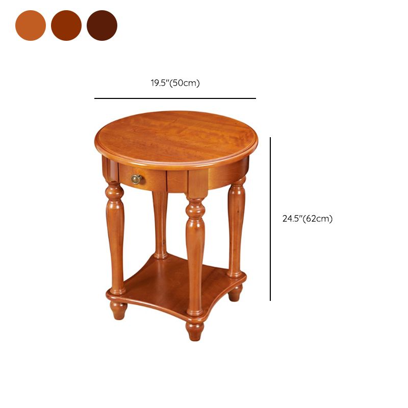 Traditional 24..4" Tall End Table in Brown Solid Wood Round Side Table with Shelf Clearhalo 'Coffee & Accent Tables' 'End & Side Tables' 'end_side_tables' 'furn' 'furn_end_side_tables' 'Furniture' 'Living Room Furniture' 1200x1200_e0a6ccfb-0267-4629-aff4-306054b4d2b3