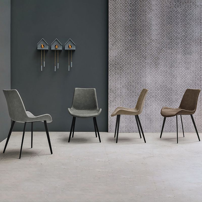 Industrial Dining Chair with Metal Frame Matte Finish Solid Back Side Chair