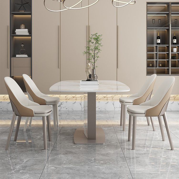Nordic Sintered Stone Top Dining Set Rectangle 1/4/5/7 Pieces Dinette Table Set Clearhalo 'Dining Room Sets' 'Dining Tables & Seating' 'dining_room_set' 'furn' 'furn_dining_room_set' 'Furniture' 'Kitchen & Dining Furniture' 1200x1200_e0a7c266-49b6-4204-8713-2cae367da5b0