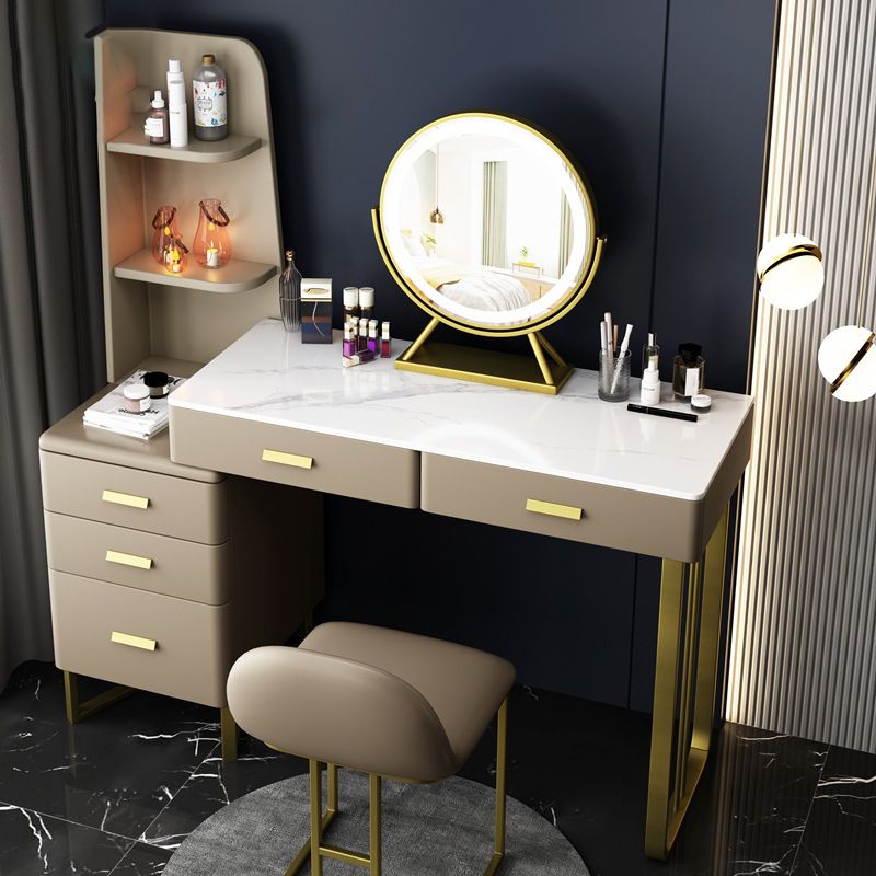 51.2 "H Distano per il trucco di vanità in ardesia con ripiani e 5-cassetti