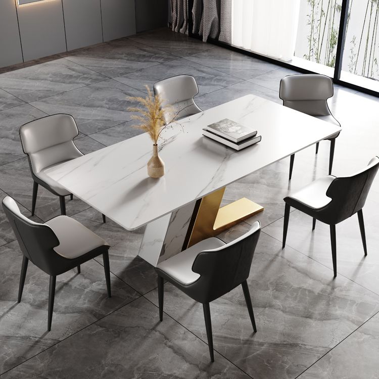 Glam Dining Table Set 1/4/5/7 Pcs Rectangle Dining Table with Wingback Chairs Clearhalo 'Dining Room Sets' 'Dining Tables & Seating' 'dining_room_set' 'furn' 'furn_dining_room_set' 'Furniture' 'Kitchen & Dining Furniture' 1200x1200_e0a98759-7866-480a-ab98-c0773a54e0f1