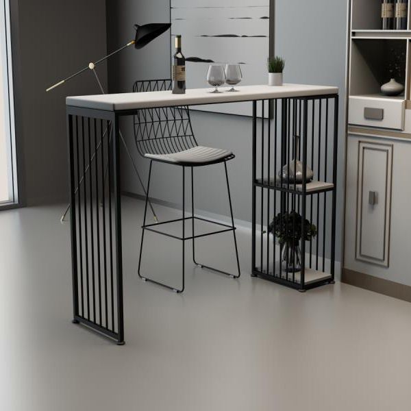 Mesa de bar rectangular estilo Glam, mesa de comedor de madera maciza de pino con almacenamiento