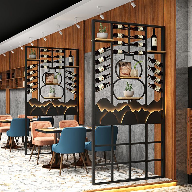 Moderno portabottiglie per vino in metallo bottiglia e vetro per soggiorno per soggiorno