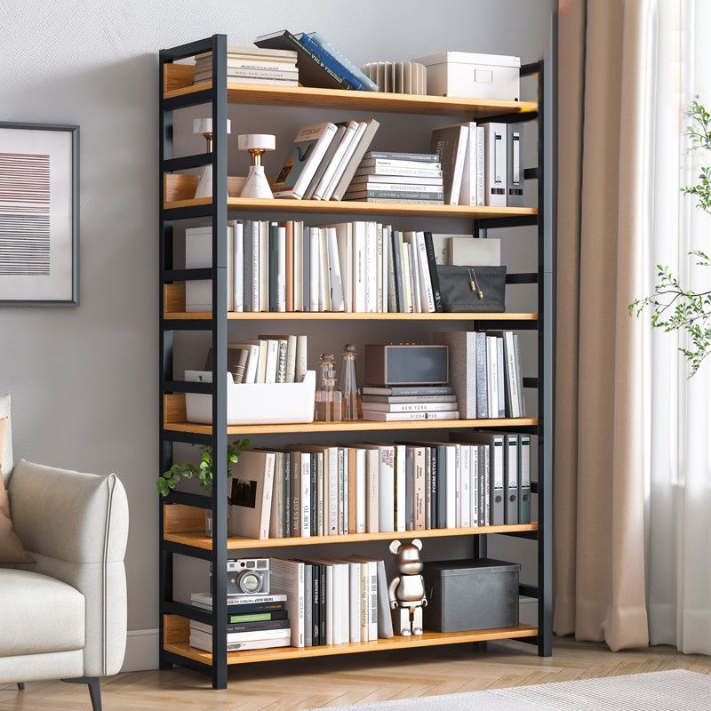 Industrial Vertical Etagere Bookshelf Steel Frame Manufactured Wood Shelf Bookshelf Clearhalo 'Bookcases' 'furn' 'furn_bookcases' 'Furniture' 'furniture_bookcases' 'kitchen' 'kitchen_bookcases' 'Living Room Furniture' 'Office Furniture' 1200x1200_e0ad5e7b-3c70-4ab4-b749-0634c0e7707f