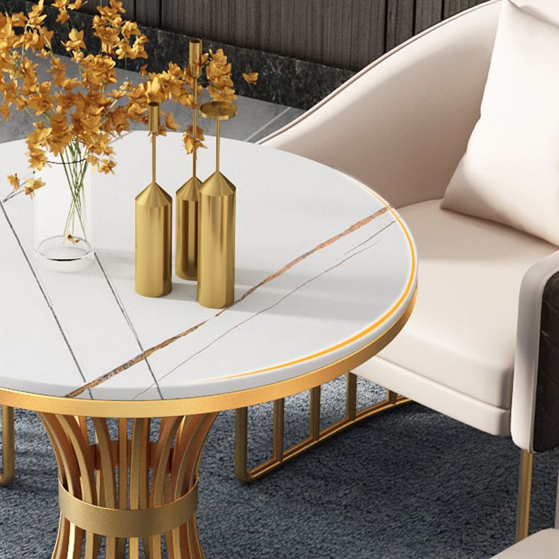 Traditional Luxury Round Dining Table Matte Finish Stone Top Dinette Table for Home Clearhalo 'Dining Tables & Seating' 'Dining Tables' 'dining_table' 'furn' 'furn_dining_table' 'Furniture' 'Kitchen & Dining Furniture' 1200x1200_e0ad8b43-210f-49fe-9e1d-21f4d6f7ce5c