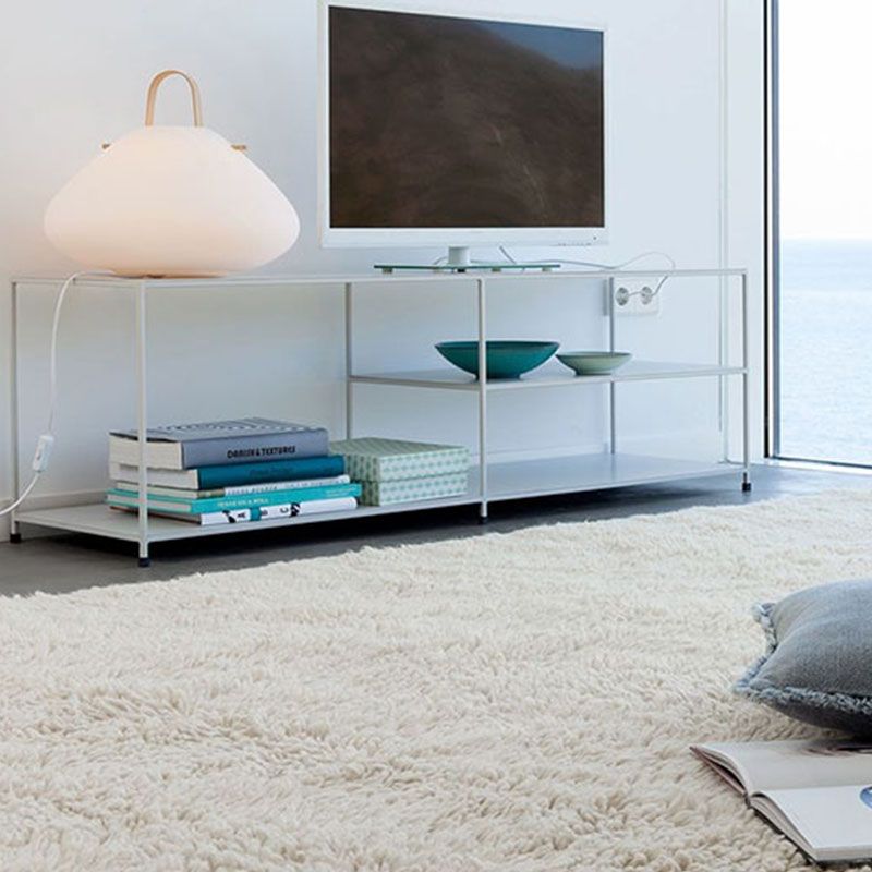 Console TV industriale TV in metallo in metallo nero/nero con scaffali