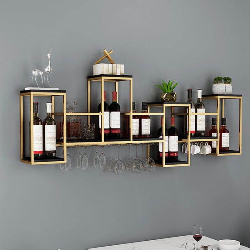 Metalen wand gemonteerd wijnrek 7,8 "W wijnrek met stengelladerhouder