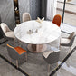 Modern Pedestal Casual Dining Table Round Dining Table with Stainless Steel Base