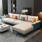 4-seat Flared Arm Sofa & Chaise Mid Century Modern Faux Leather Sofa
