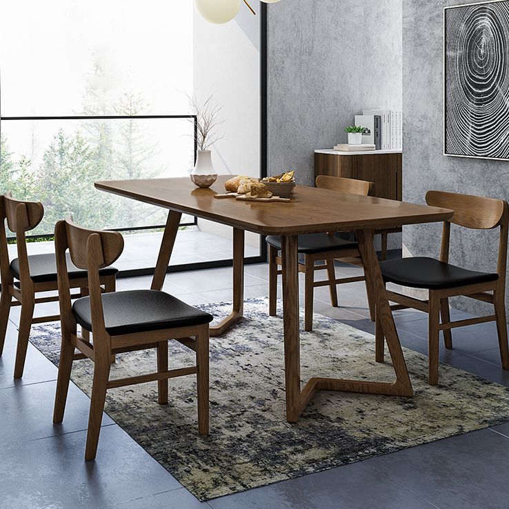 Contemporary Ash Wood Dining Table Double Pedestal Solid Wood Base Rectangle Table for Home Clearhalo ' dining_table' 'Dining Tables & Seating' 'Dining Tables' 'furn' 'furn_dining_table' 'Furniture' 'furniture_dining_table' 'Kitchen & Dining Furniture' 'kitchen&dining_furn' 'kitchen' 'kitchen_dining_table' 1200x1200_e0b249b8-5aa0-4c7f-a57c-66b48488968d