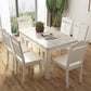 White Rectangle Dining Site Table Marble Dining Room Collection with 4-foot