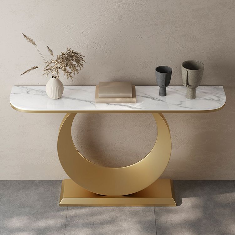 Modern Console Table Stone Half Moon End Table , 11.81-inch Wide