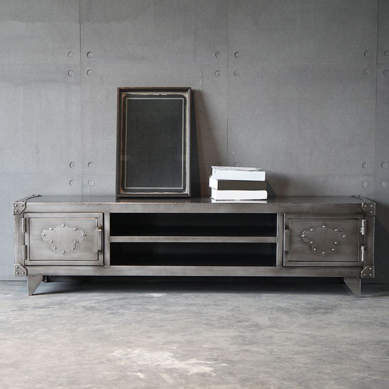 Console TV grigia in stile TV da 17,72 "H in stile TV con 2 porte per soggiorno