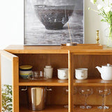 Modern 2 Door Dining Server 43.5"H Pine Solid Wood Sideboard with Glass Door Clearhalo 'buffet_sideboard' 'Buffets & Sideboards' 'furn' 'furn_buffet_sideboard' 'Furniture' 'Kitchen & Dining Furniture' 1200x1200_e0b7b23f-6c1e-44f7-af98-fcd935ca12ef