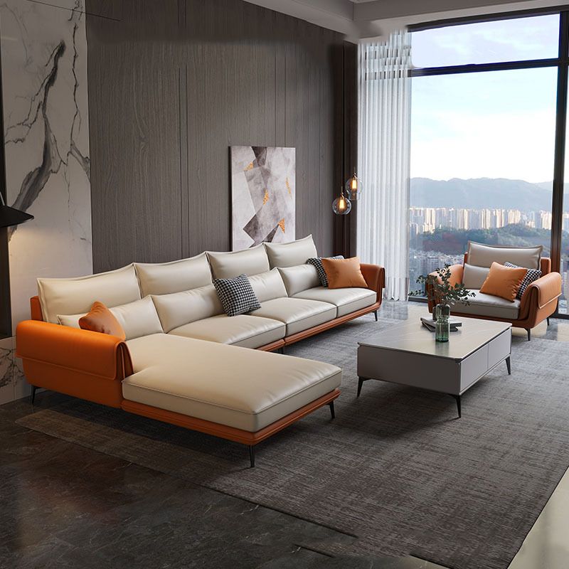 Modern Faux Leather Sectioanl with Pillow Back and Pillow Top Arms