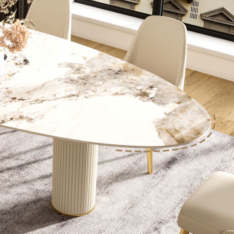 Metal Traditional Luxury Oval Dining Table Sintered Stone Table with White Legs Clearhalo ' dining_table' 'Dining Tables & Seating' 'Dining Tables' 'furn' 'furn_dining_table' 'Furniture' 'furniture_dining_table' 'Kitchen & Dining Furniture' 'kitchen&dining_furn' 'kitchen' 'kitchen_dining_table' 1200x1200_e0bc4102-f42b-4212-8fcc-306c7fc83e86